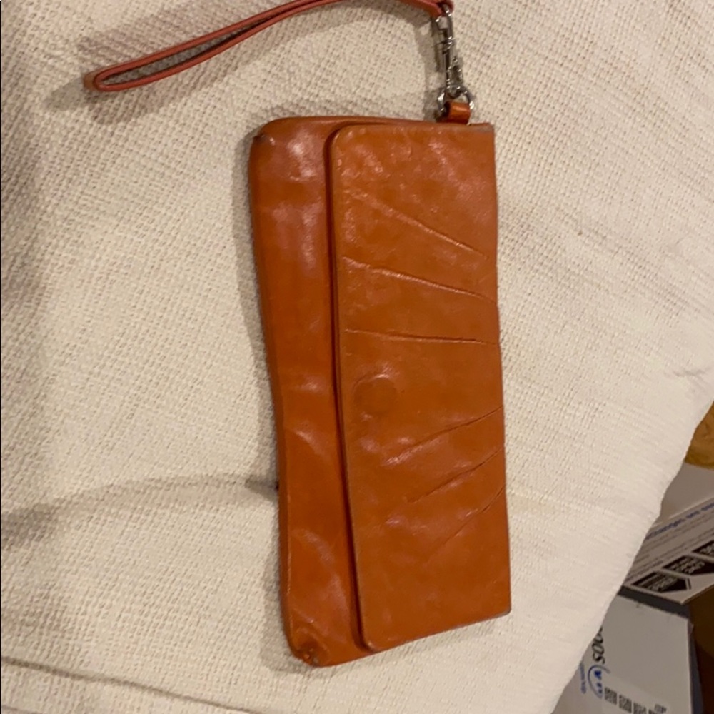 HOBO Salmon Pink Leather Wrist Bag